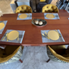 Dining table with six seats, table decor, table mats