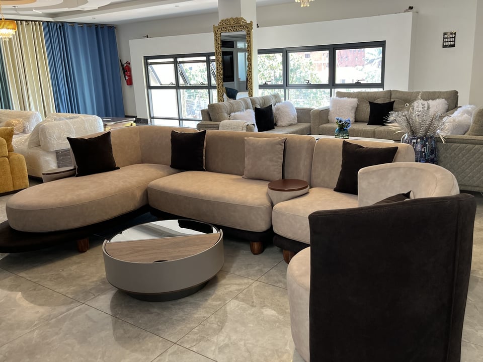 Curved Luxury Sofa set in Uganda with side tables and center table Curved Luxury Sofa set in Uganda with side tables and center table