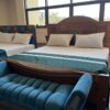 Luxury 6x6 Bed in Uganda with bed bench/ottoman bench.